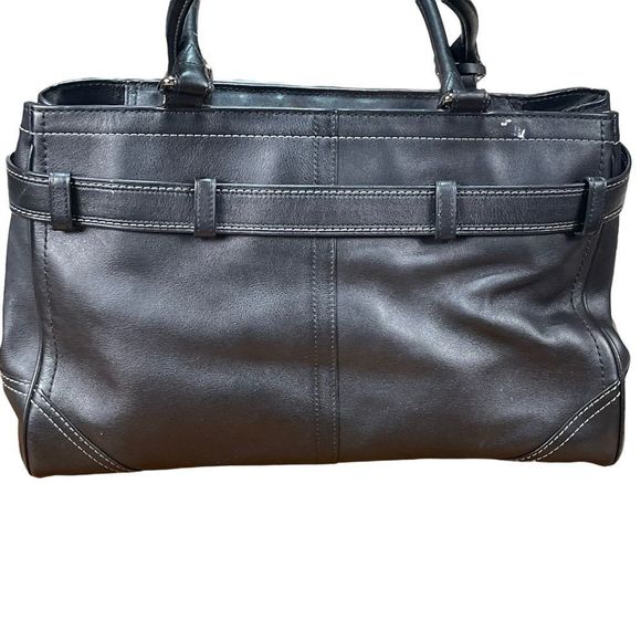 Coach Carryall Hampton Large Tassel Black Leather Satchel Hand Bag Classic Tote - Picture 3 of 10